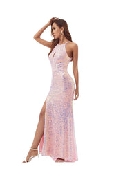 Vestido de fiesta largo sexy y elegante en color rosa de W&M My True Love